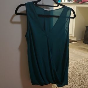 Dark green summer silk tank top